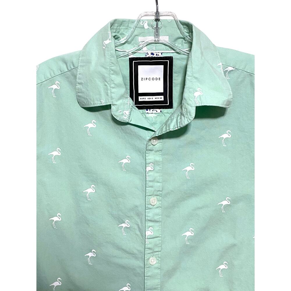 Zip Code Flamingo Birds All Over Print Button Shirt Men S Summer Vacation Resort